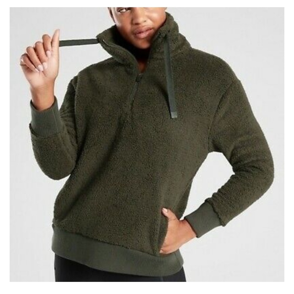Athleta green fleece quarter zip